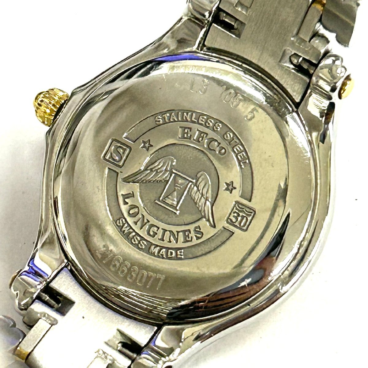 ◆ロンジン LONGINES◆ゴールデンウイング L3.105.5 クォーツ 腕時計 レディース ウォッチ ホワイト文字盤 SS 不動品_画像4