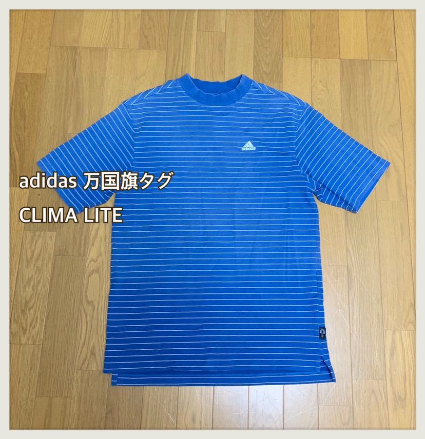 ■adidas アディダス■万国旗タグ CLIMA LITE ボーダーTシャツ:S/P☆BH-359_画像1