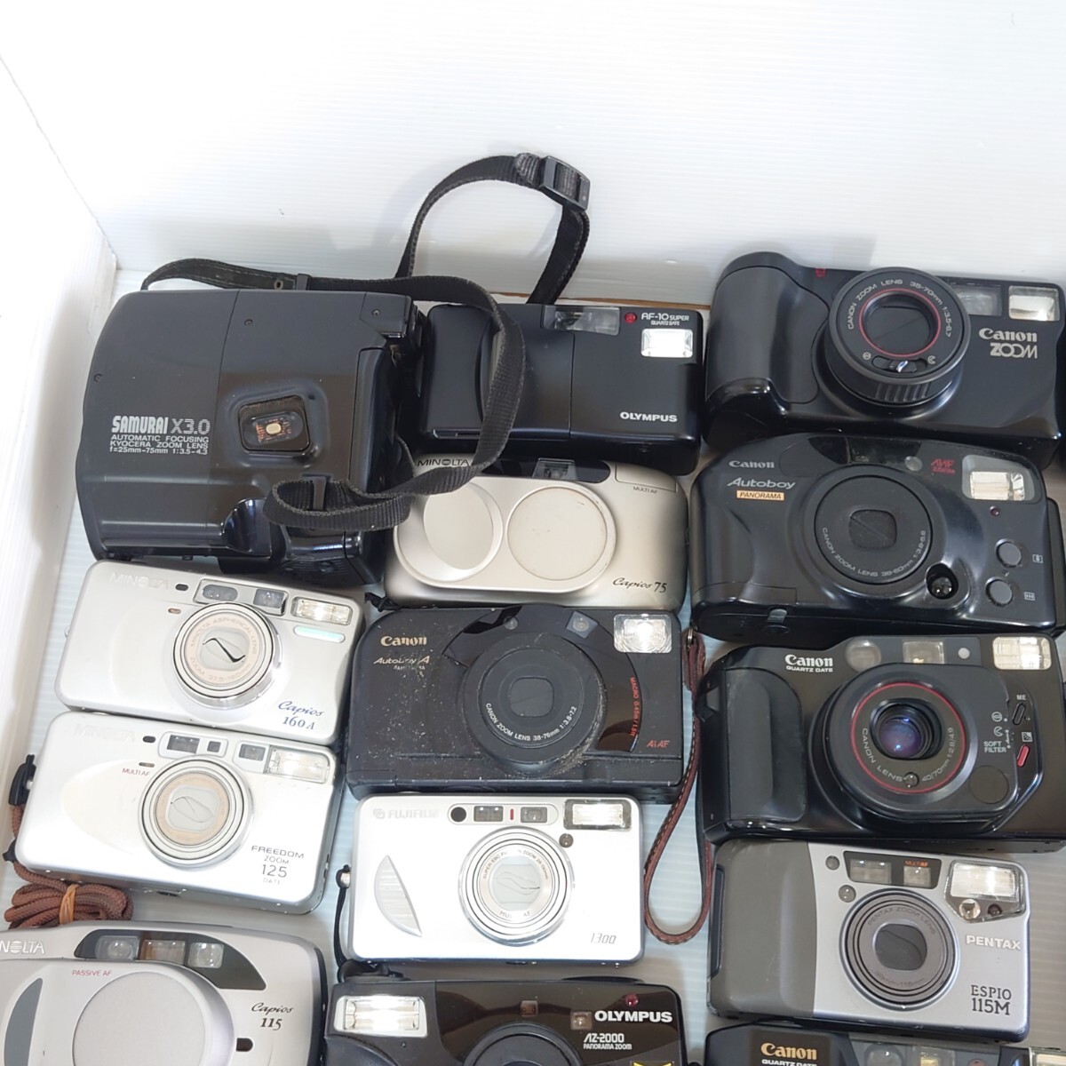 H1）１円スタート　ジャンクカメラまとめ売り PENTAX Canon MINOLTA Konica フィルムカメラ 光学 コンパクトカメラ　大量 OLYMPUS_画像2