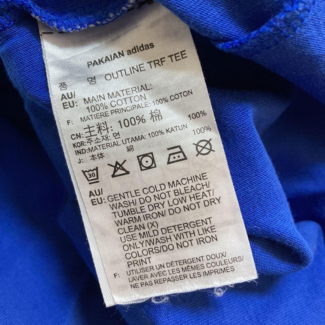 Q1 adidas tシャツ 半袖　ゆったり　XLレディース相当　ロゴストライプ