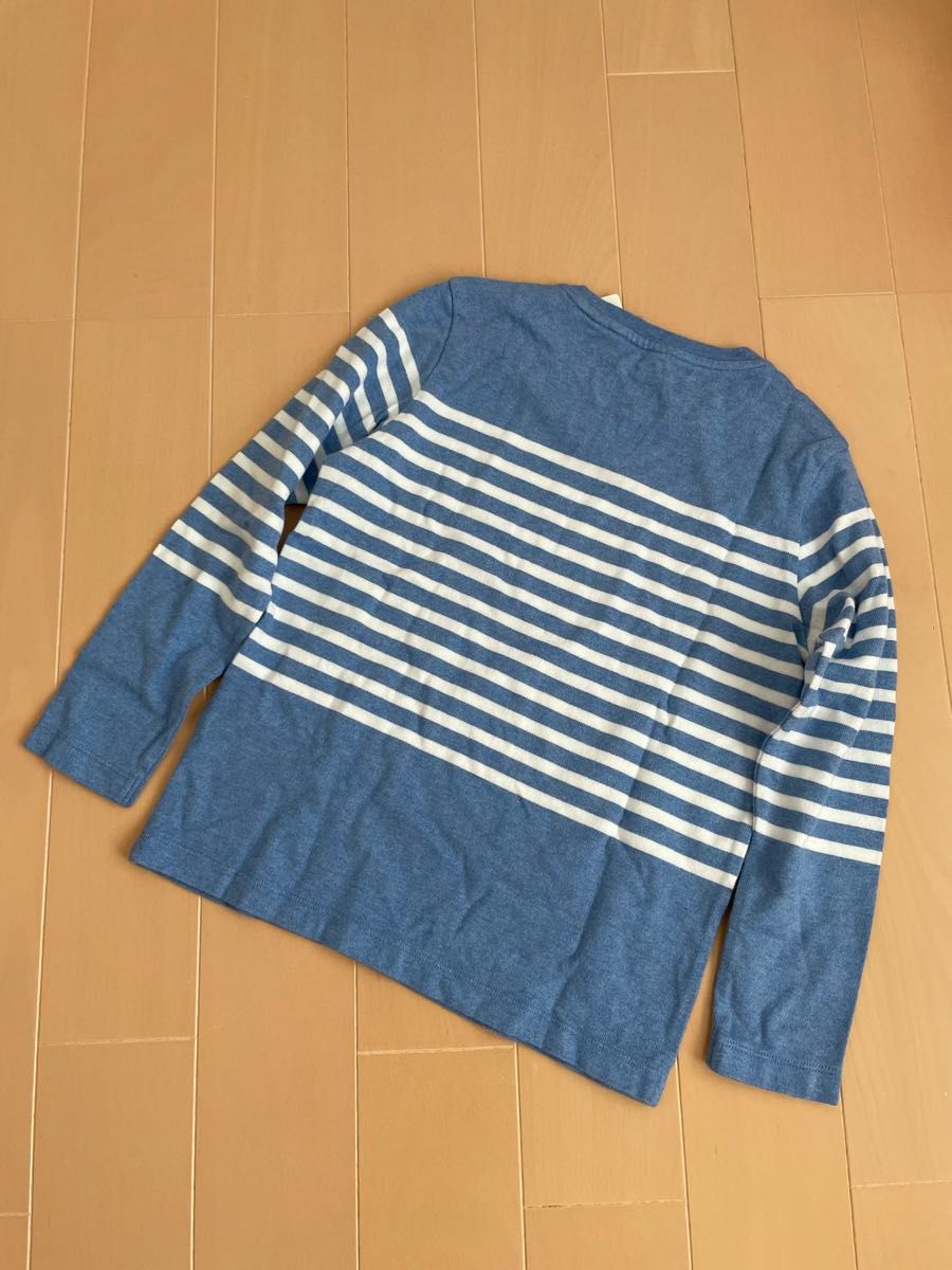 新品 UNIQLO kids ユニクロ キッズ ボーダー クルーネックT 長袖 カットソー ブルー 130cm