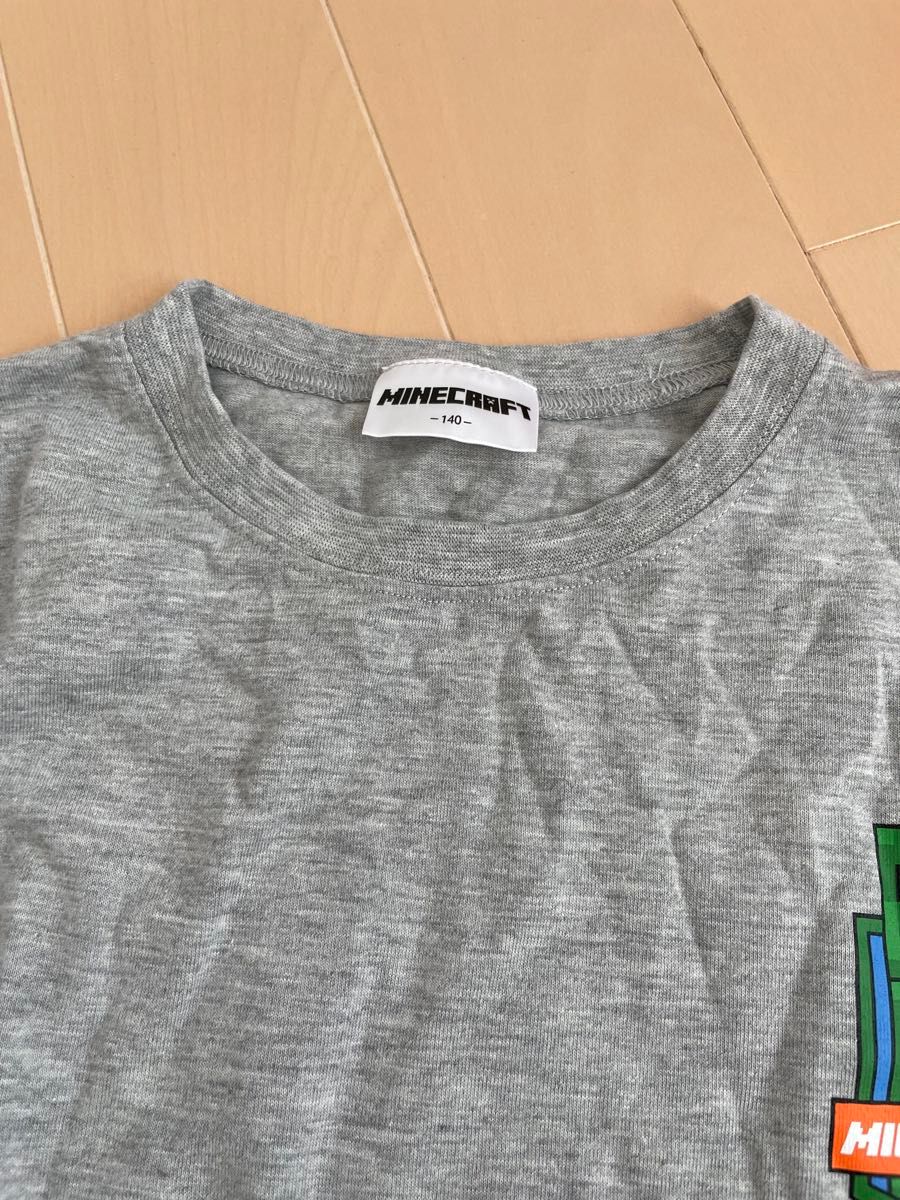 新品 マインクラフト マイクラ 長袖 カットソー ロンT Tシャツ  グレー 140cm