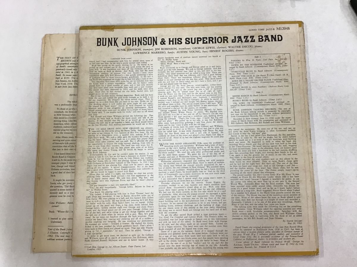 LP / BUNK JOHNSON AND HIS SUPERIOR / バンク ジョンソン アンド ヒズ スペリオール / US盤 [9955RS]_画像2