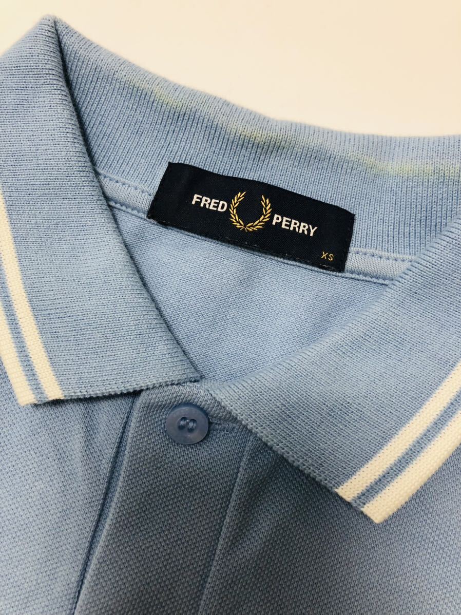 衝撃プライス！【王道モデル！】【FRED PERRY フレッドペリー】半袖ポロシャツ【サイズXS】水色 ワンポイント刺繍 N-O110_画像4