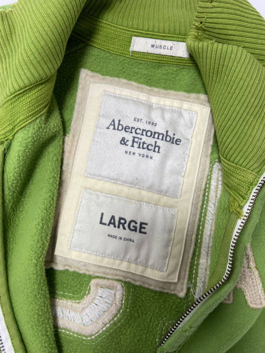 衝撃プライス！【ファン待望モデル！】【Abrcrombie&Fitch アバクロンビー&フィッチ】ロゴ スウェットジップアップ【サイズL】黄緑 N-P96_画像3