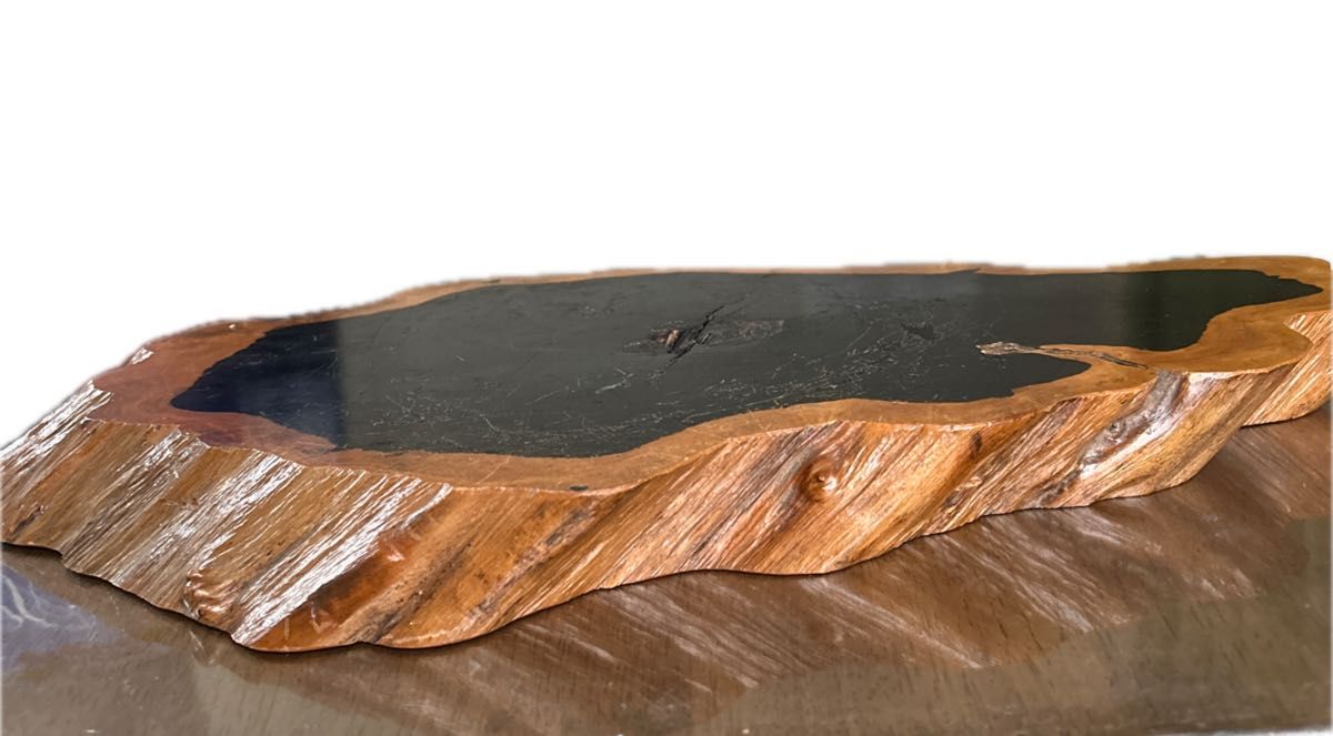 黒柿　花台　輪切り　一枚板　インテリア　置き物　コレクション 飾り台 盆栽台 天然木 敷板