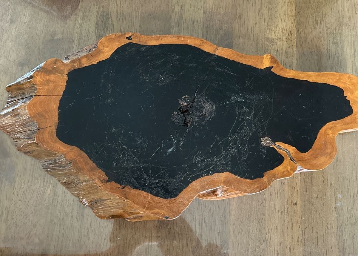黒柿　花台　輪切り　一枚板　インテリア　置き物　コレクション 飾り台 盆栽台 天然木 敷板