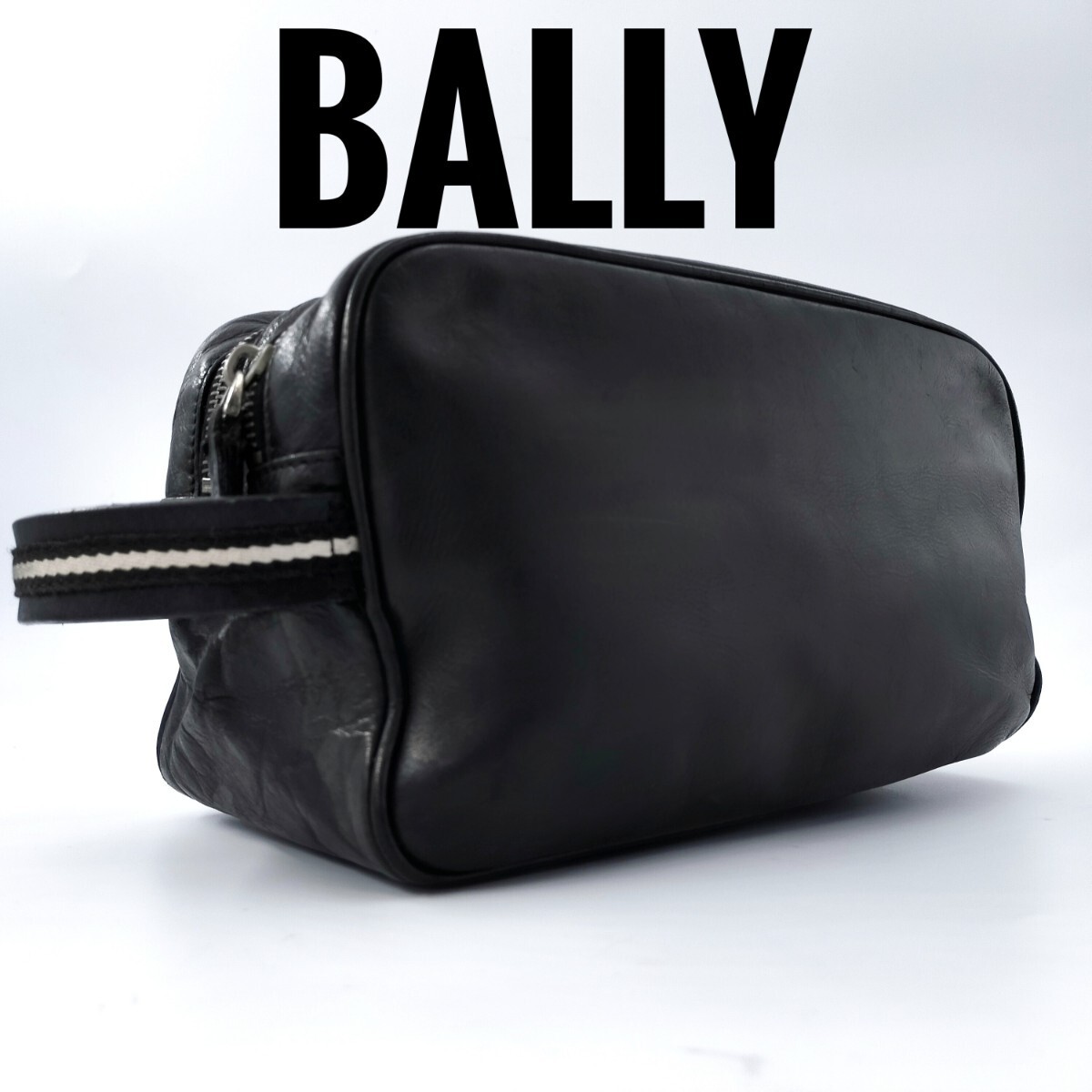BALLY 1815 バリー メンズ セカンドバッグ ●ダブルジップ 手持ち 鞄 クラッチバッグ ビジネス ●トレスポ レザー 本革 ブラック 黒_画像1
