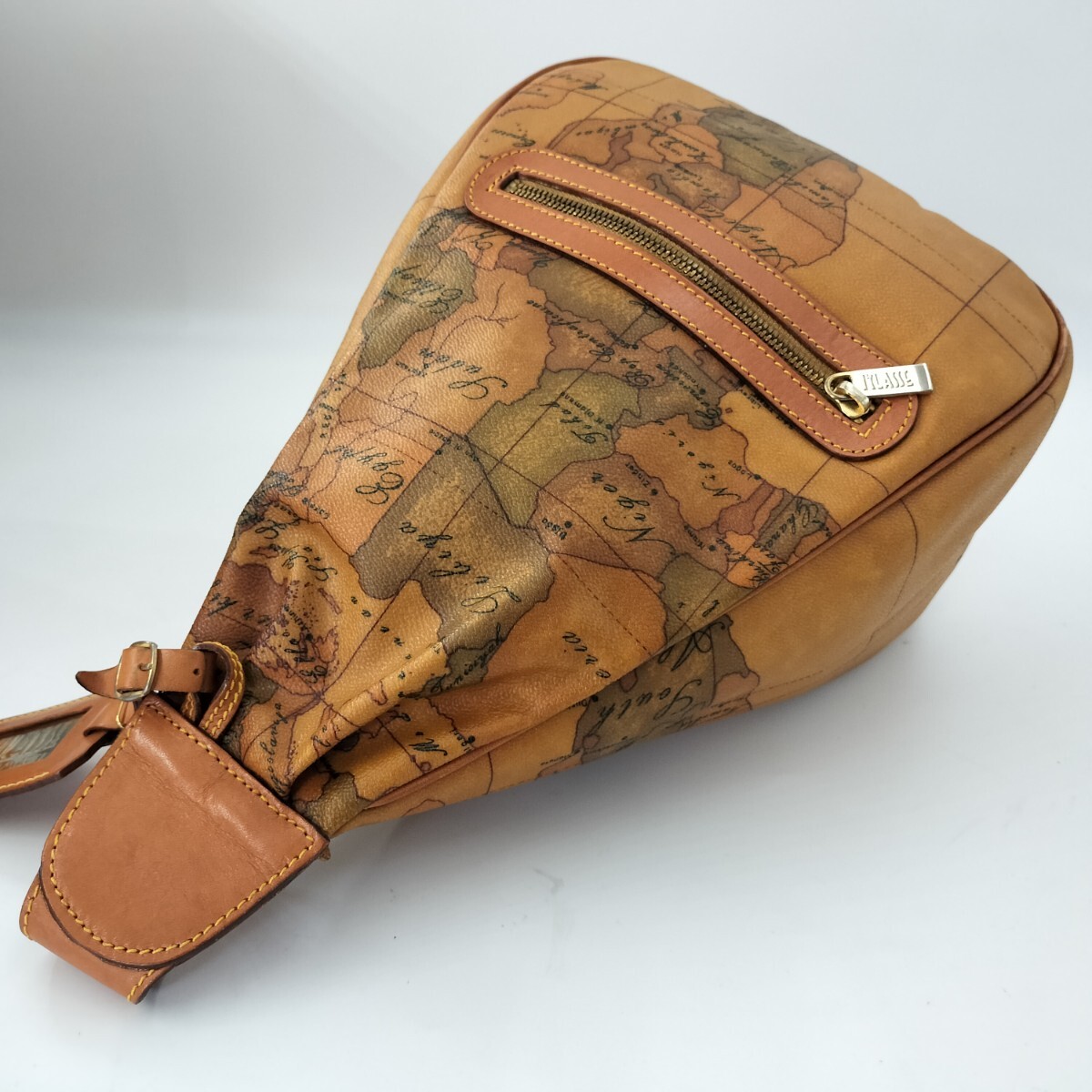  превосходный товар * PRIMA CLASSE 1852 Prima Classe мужской сумка "body" one сумка на плечо карта рисунок карта PVC кожа натуральная кожа машина f Brown 