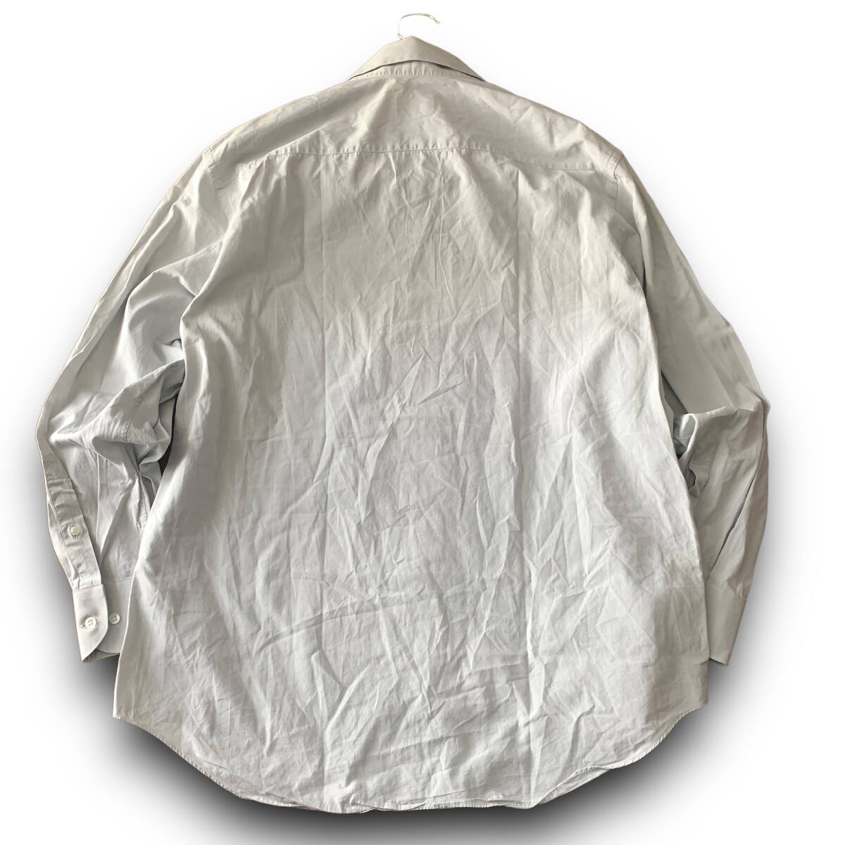 D04 прекрасный товар простой освежение L примерно 42/16 половина [joru geo Armani GIORGIO ARMANI] итальянский хлопок рубашка с длинным рукавом светло-серый 