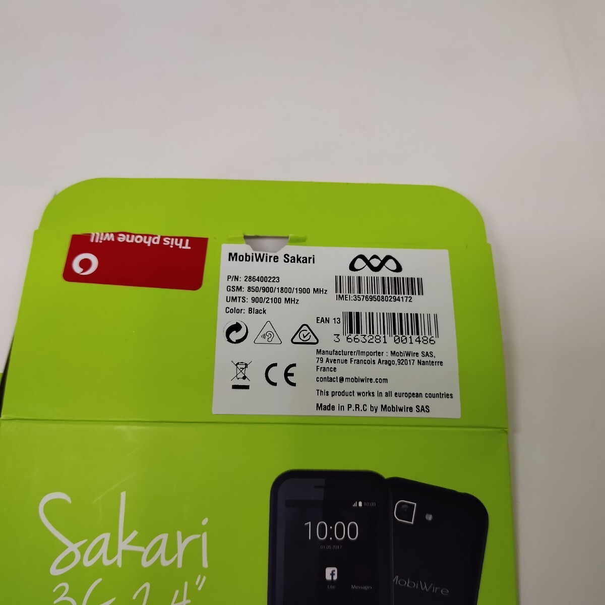 SIMフリー 海外携帯 Mobiwire Sakari 3G&GSM vodafone ボーダフォン ニュージーランド ワイドFMラジオ 携帯電話 Wi-Fiテザリング Bluetooth