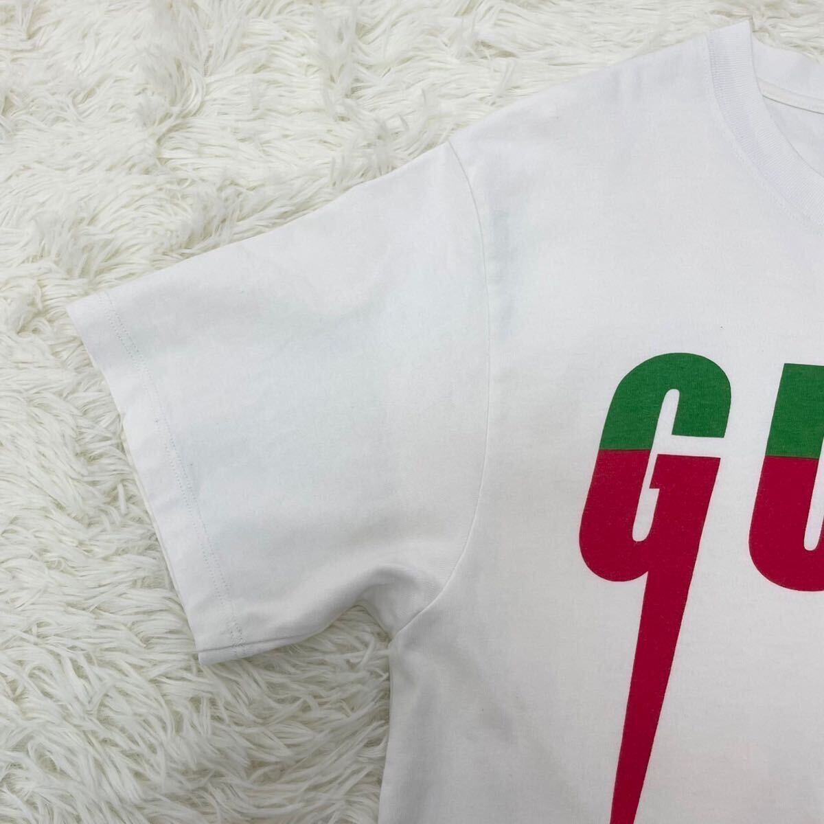 【目黒蓮 ジミン着用】 グッチ GUCCI Tシャツ 19SS 半袖 カットソー ブレード ロゴプリント XS ホワイト 白 レッド グリーン メンズ 565806_画像4