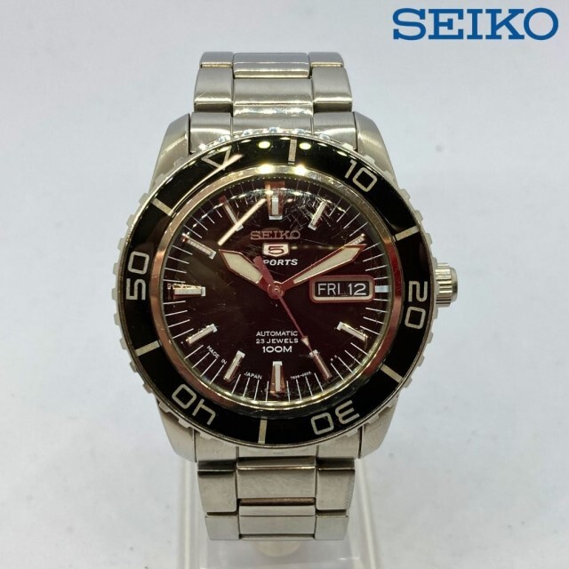 【可動品】 SEIKO セイコー5 スポーツ オートマチック デイデイド 21石 ダイバーズウオッチ 裏スケ ベゼル・文字盤/ブラック 7S36-04N0_画像1