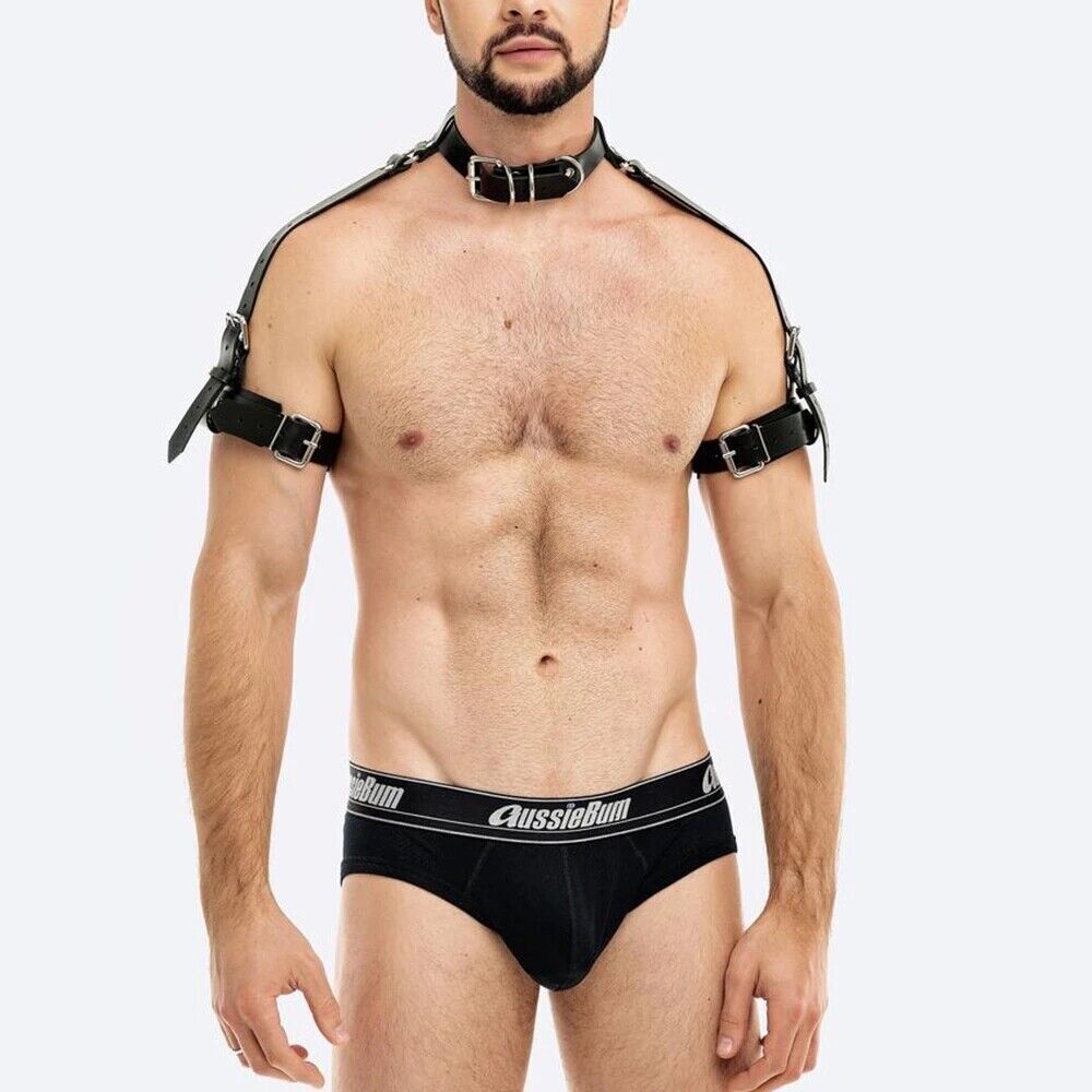 Men PU Leather Buckles Shoulder Gay Body Chest Harness Strap Bondage Costume 海外 即決_Men PU Leather Buc 4