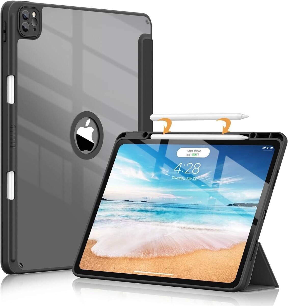 For iPad Pro 12.9 6th Gen 2022 Magnetic Case,Shockproof,Slim Stand Cover Black 海外 即決_For iPad Pro 12.9 1