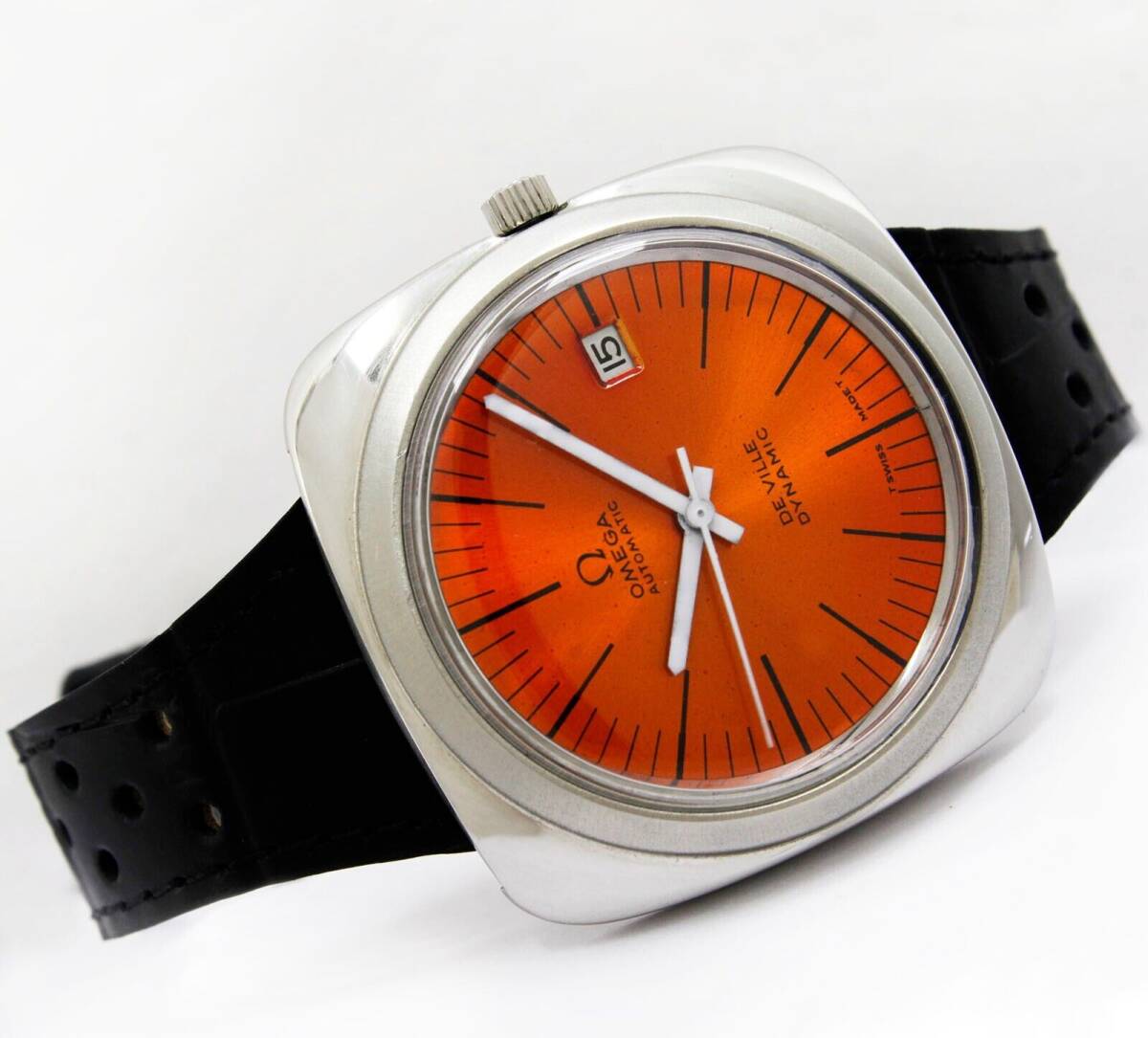 1972 Omega Deville Dynamic Automatic Date Orange 39mm Vintage Steel Watch 海外 即決_1972 Omega Deville 7