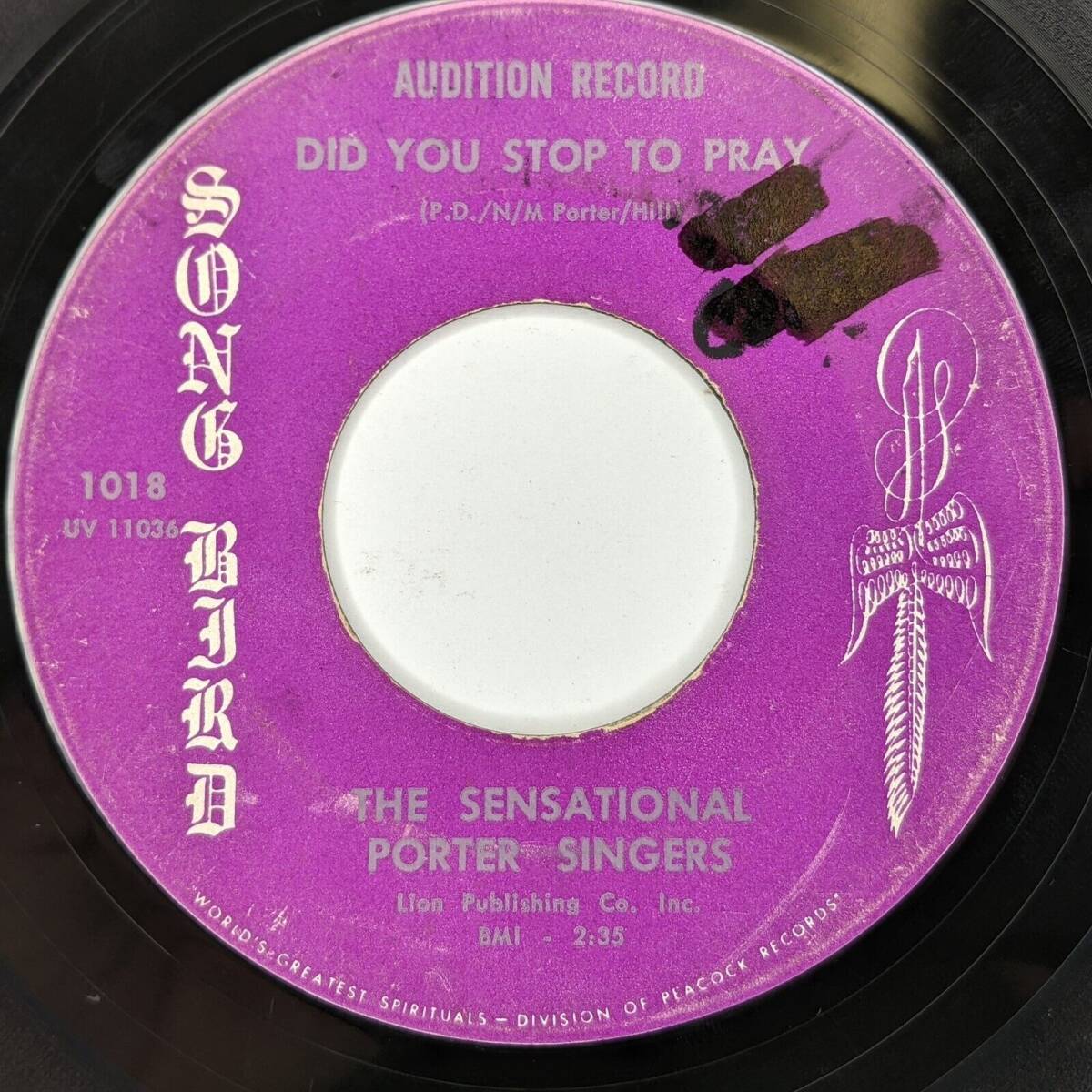 1973 Porter Singers Audition Record ソウル 45 RPM Did You ストップ / To Pray / By And Z7 海外 即決_1973 Porter Singer 1