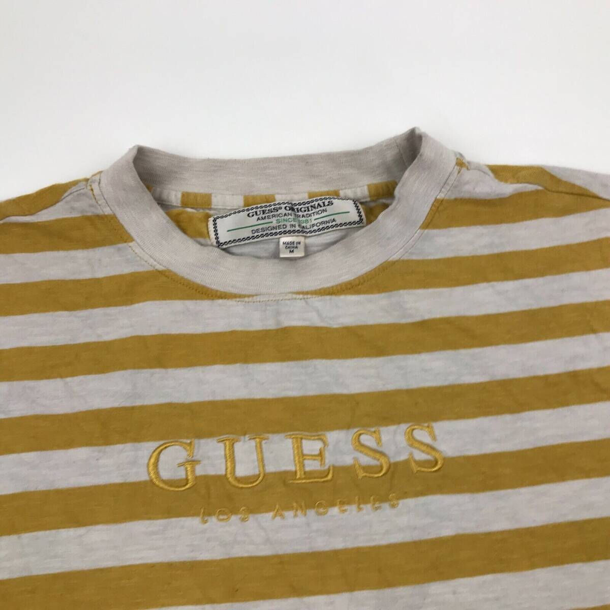 VINTAGE Guess Shirt Size Medium M Yellow White Striped Tee Adult ASAP Rocky 90s 海外 即決_VINTAGE Guess Shir 2