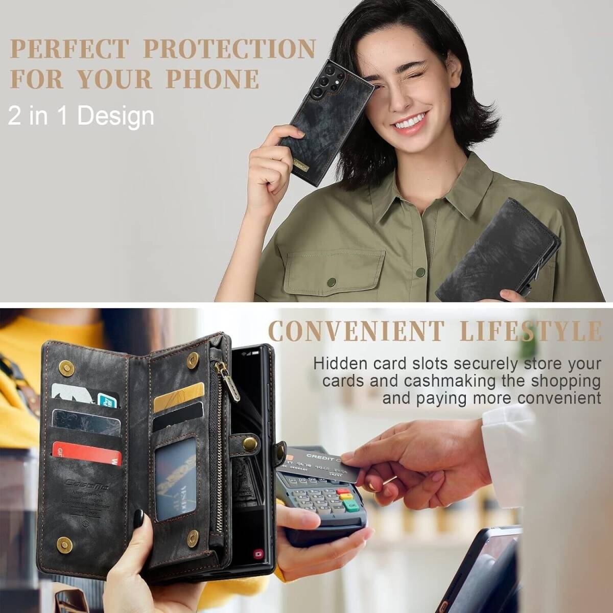 for Samsung Galaxy S23 Ultra Wallet Case,Zipper Purse Folio Leather Wallet 海外 即決_for Samsung Galaxy 7