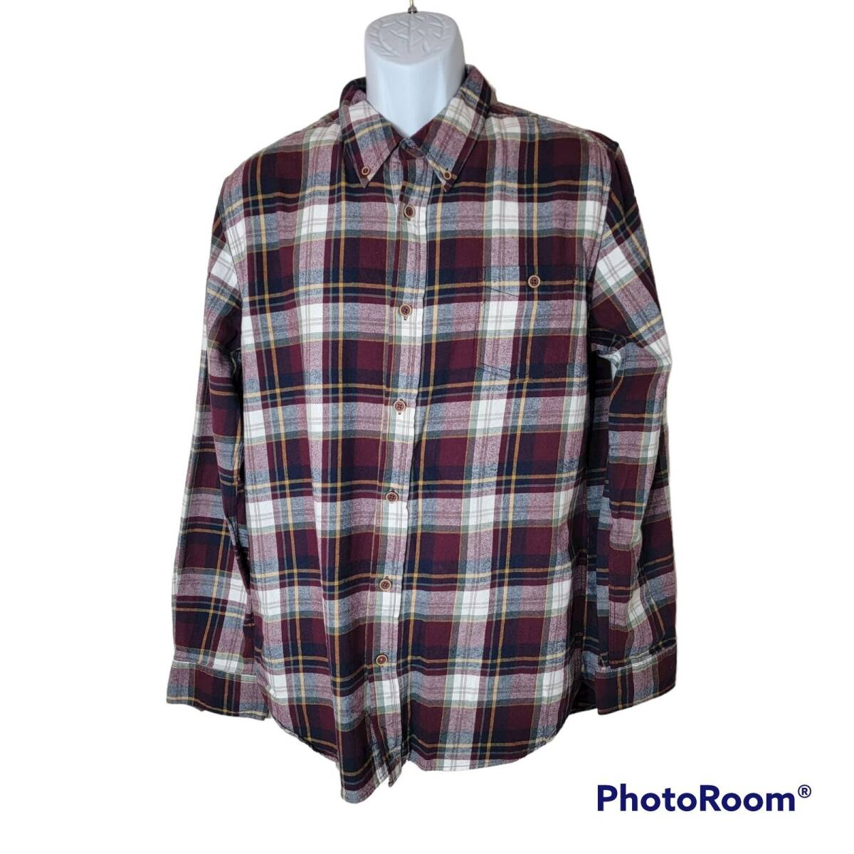 WeatherProof Vintage Men's 100% Cotton Red Plaid Flannel Button Down Size L- EUC 海外 即決_WeatherProof Vinta 1