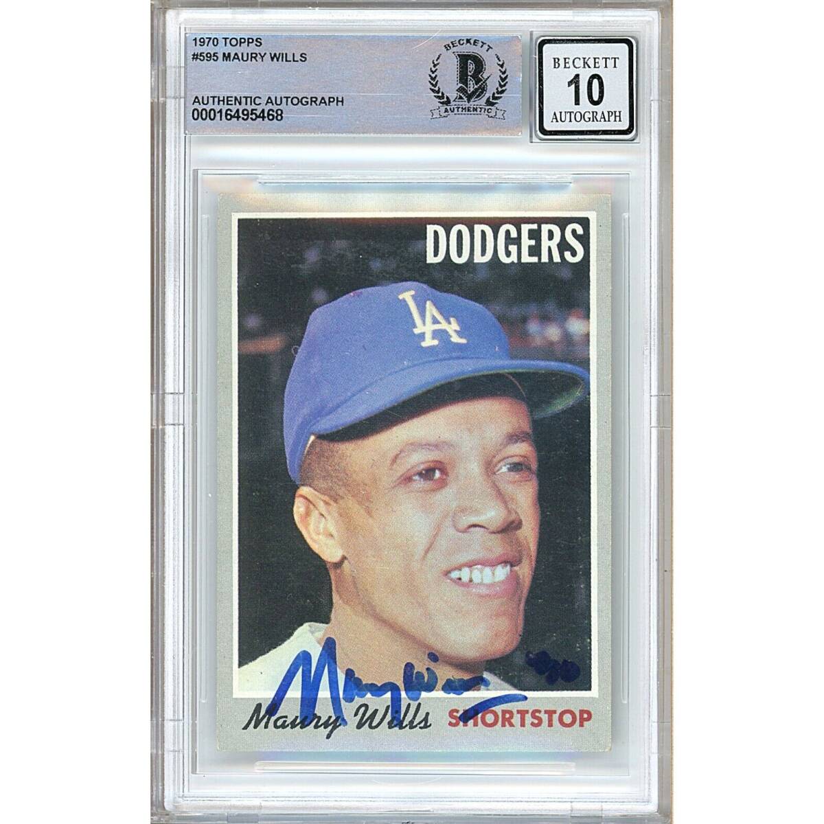 Maury Wills Los Angeles Dodgers Signed 1970 Topps #595 BAS BGS Auto 10 Slab 海外 即決_Maury Wills Los An 1