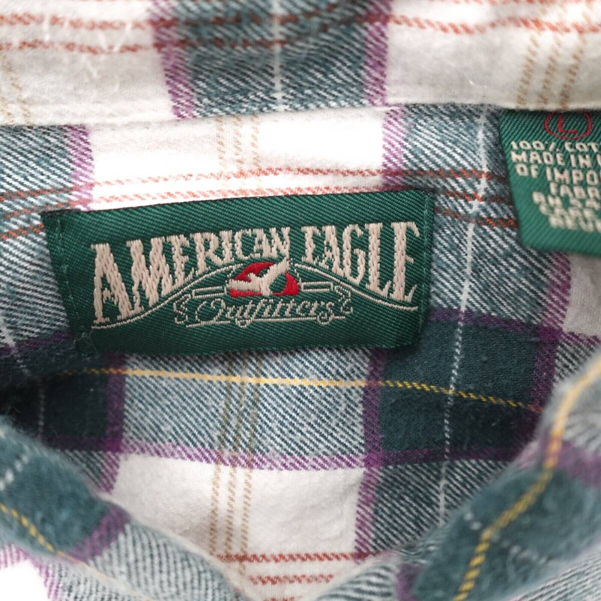 Vintage American Eagle Outfitters Shirt Mens Large Flannel Plaid Button Up 海外 即決_Vintage American E 8