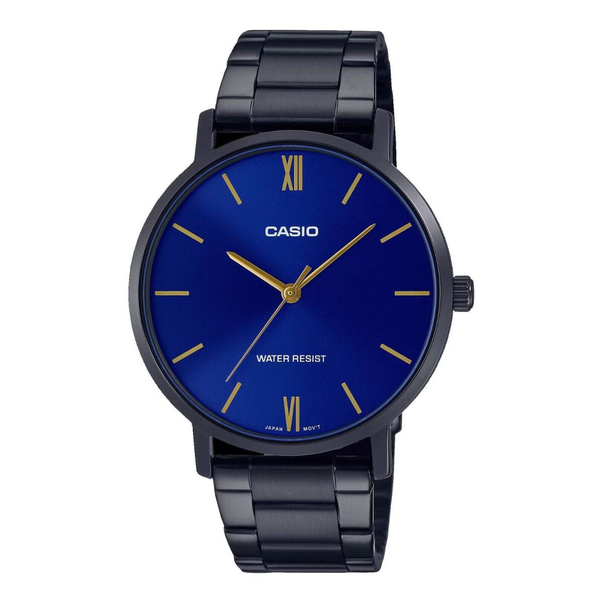 Casio MTP-VT01B-2B Men's Minimalistic Black IP Stainless Steel Blue Dial Watch 海外 即決_Casio MTP-VT01B-2B 1