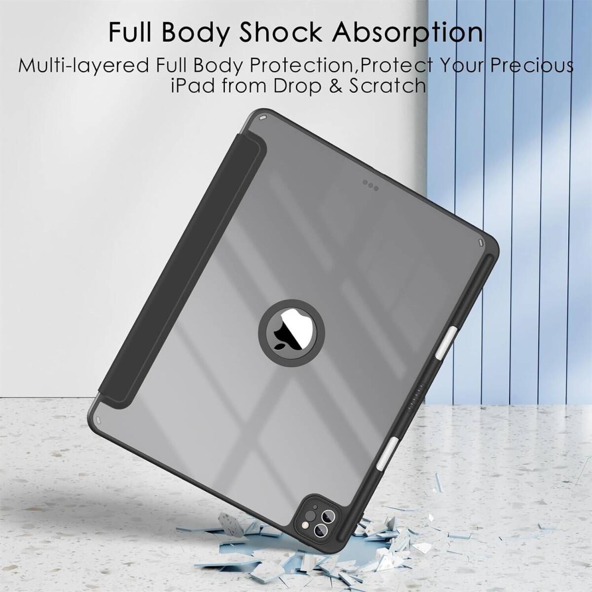 For iPad Pro 12.9 6th Gen 2022 Magnetic Case,Shockproof,Slim Stand Cover Black 海外 即決_For iPad Pro 12.9 3