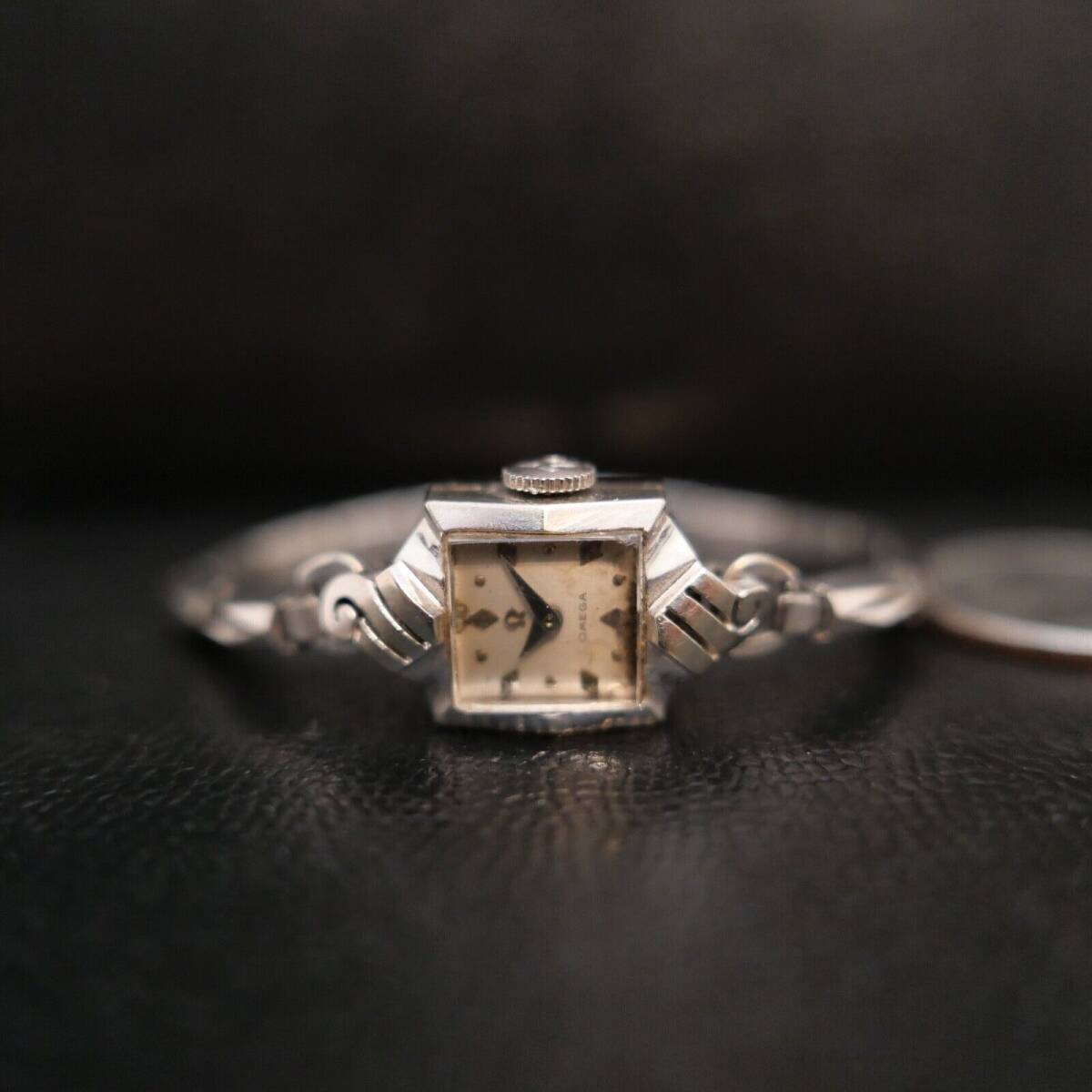 VINTAGE 14K White GOLD OMEGA LADIES WATCH 17J MANUAL WIND WORKS GREAT !!! 海外 即決_VINTAGE 14K White 2