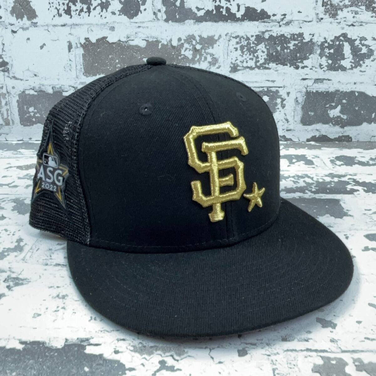 San Fransisco Giants Hat Cap Fitted 7 1/2 Black Gold 9Fifty Mesh Trucker Adult 海外 即決_San Fransisco Gian 3