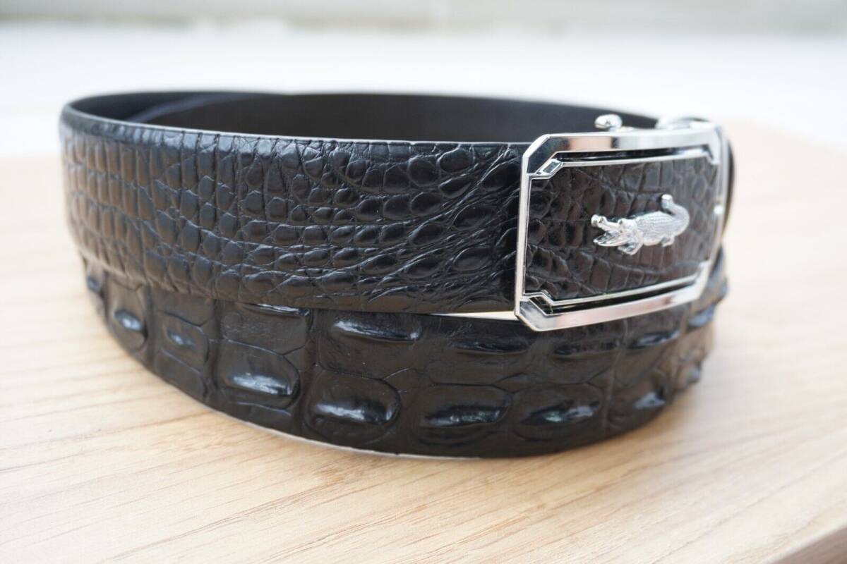 Luxury Black Genuine Alligator, CROCODILE Leather MEN'S Belt W 1.5+Silver Buckle 海外 即決_Luxury Black Genui 8