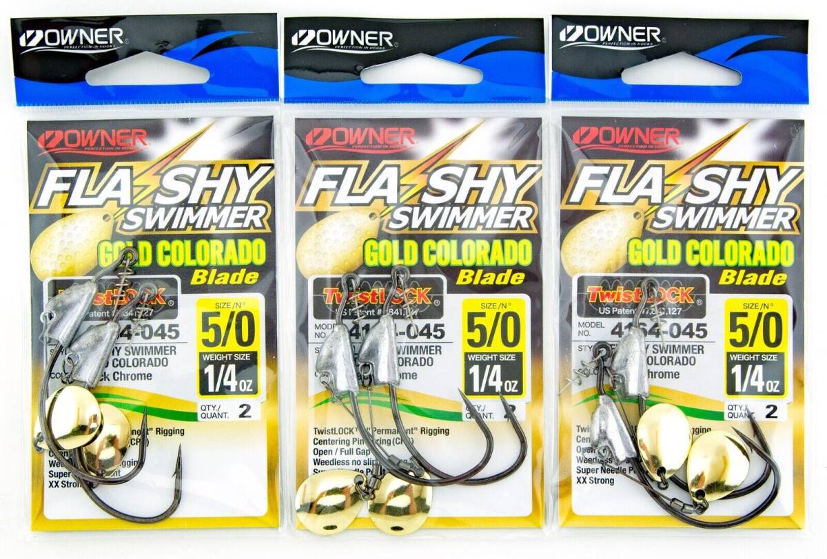 Owner Lot of 3 Packs Flashy Swimmer Gold Colorado Blade Twistlock Size 5/0 1/4oz 海外 即決_Owner Lot of 3 Pac 1