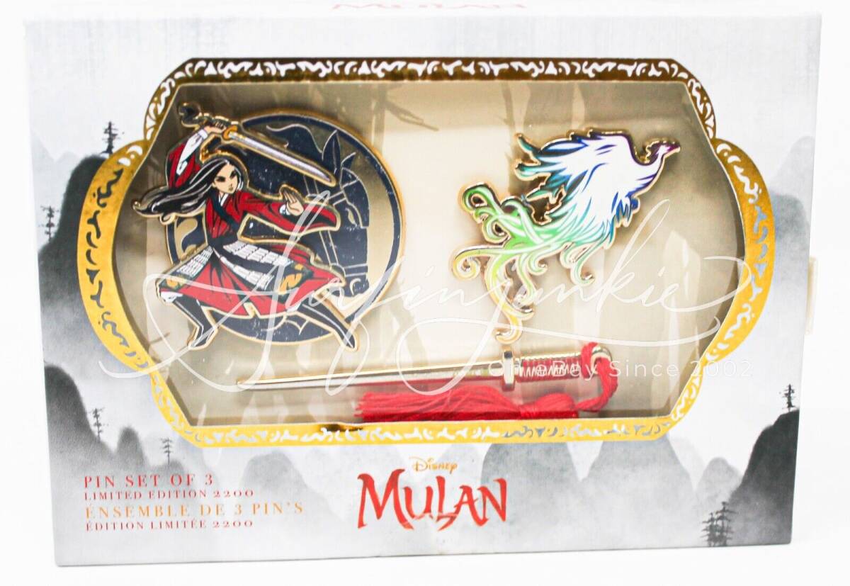 Disney Parks Shanghai Mulan 3 Piece Trading Pin Set Sword LE 2200 New Boxed 海外 即決_Disney Parks Shang 1