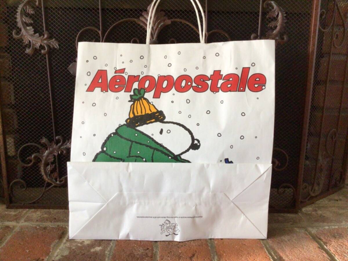 New Large Size Snoopy & Woodstock Aeropostale Paper Shopping Bag Peanuts 2023 海外 即決_New Large Size Sno 6