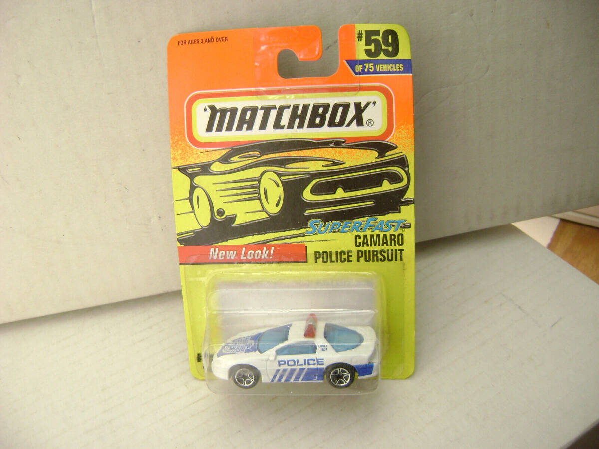 1996 MATCHBOX SUPERFAST #59 CAMARO Z28 POLICE PURSUIT CAR NEW ON CARD 海外 即決_1996 MATCHBOX SUPE 1