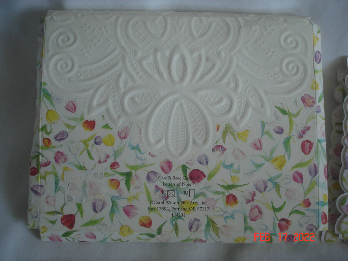 CAROL'S ROSE GARDEN EMBOSSED FOLIO SET of 7 MONOGRAMMED " N " NOTE CARDS & ENVS. 海外 即決_CAROLS ROSE GARDE 8