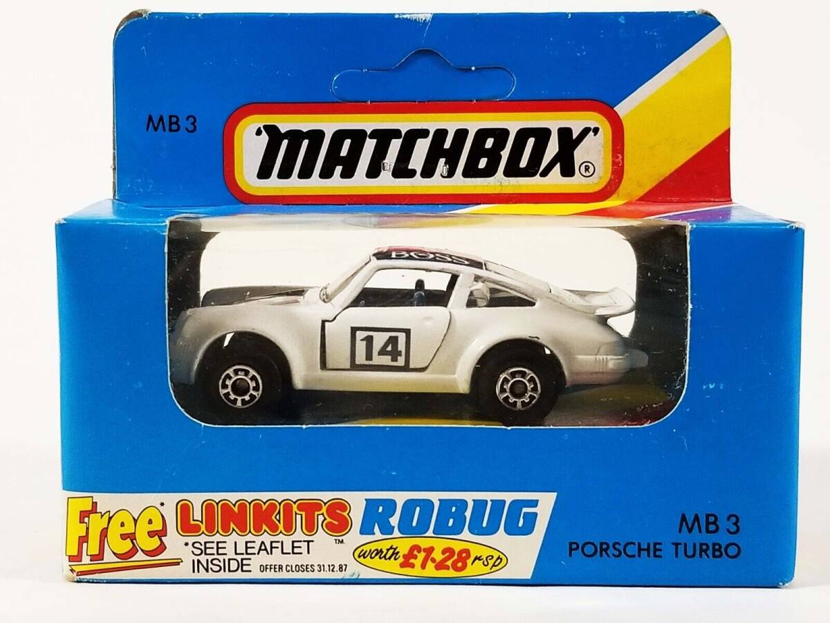 Matchbox Porsche Turbo Hugo Boss / 1987 / Rare Unpunched Linkits Robug Blue Box 海外 即決_Matchbox Porsche T 1