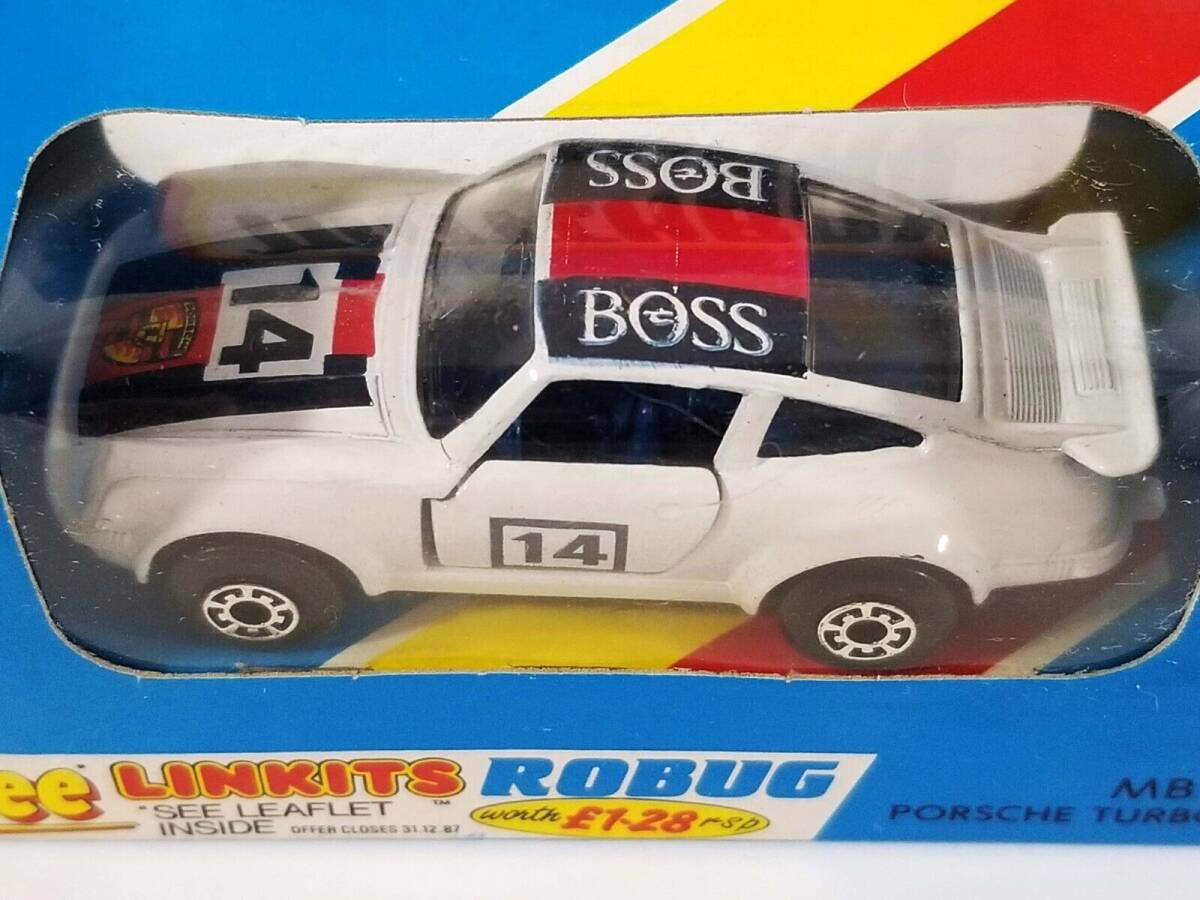 Matchbox Porsche Turbo Hugo Boss / 1987 / Rare Unpunched Linkits Robug Blue Box 海外 即決_Matchbox Porsche T 3