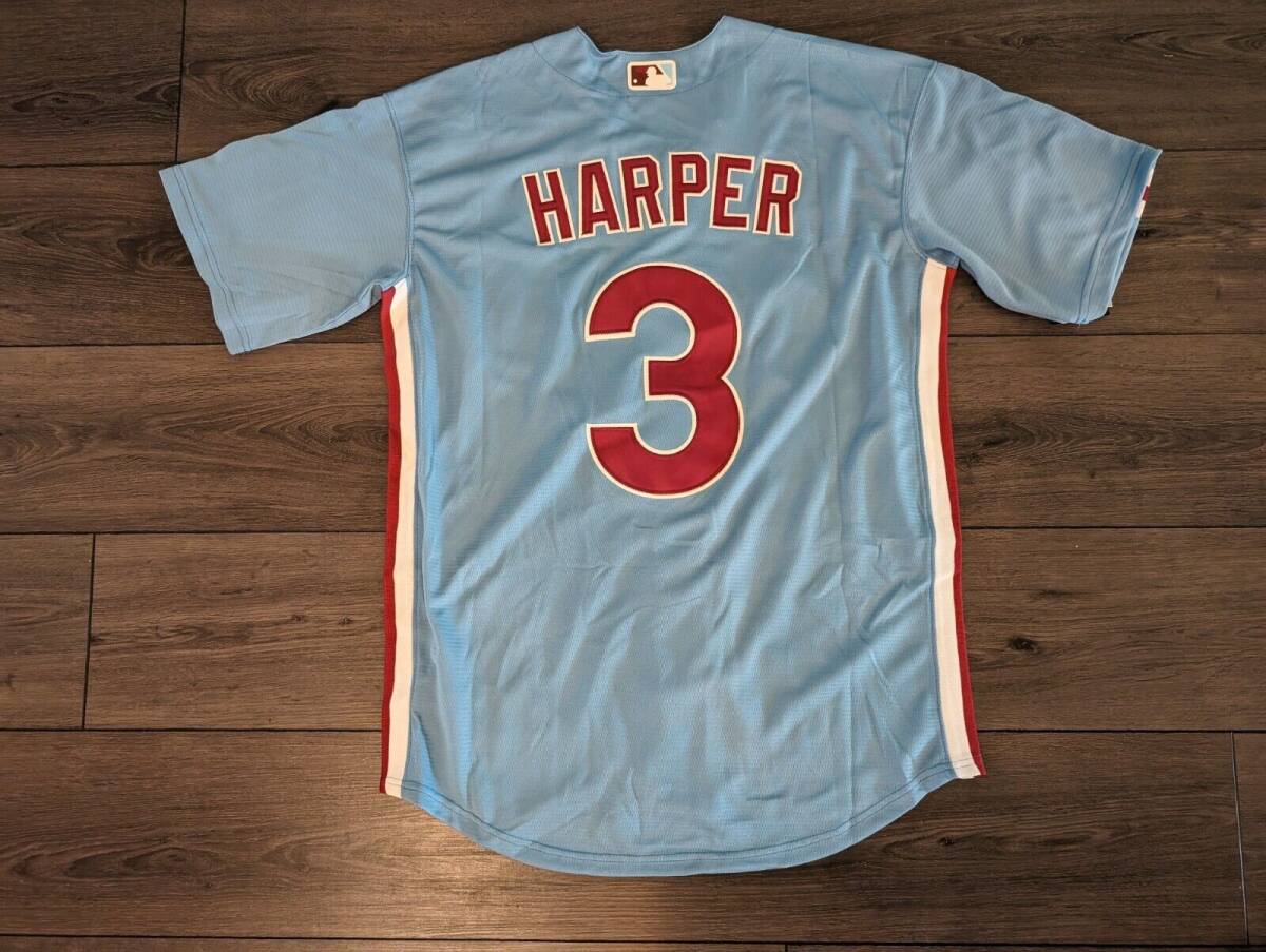 Bryce Harper #3 Philadelphia Phillies Blue Stitched Jersey Men's Large 海外 即決_Bryce Harper #3 Ph 1