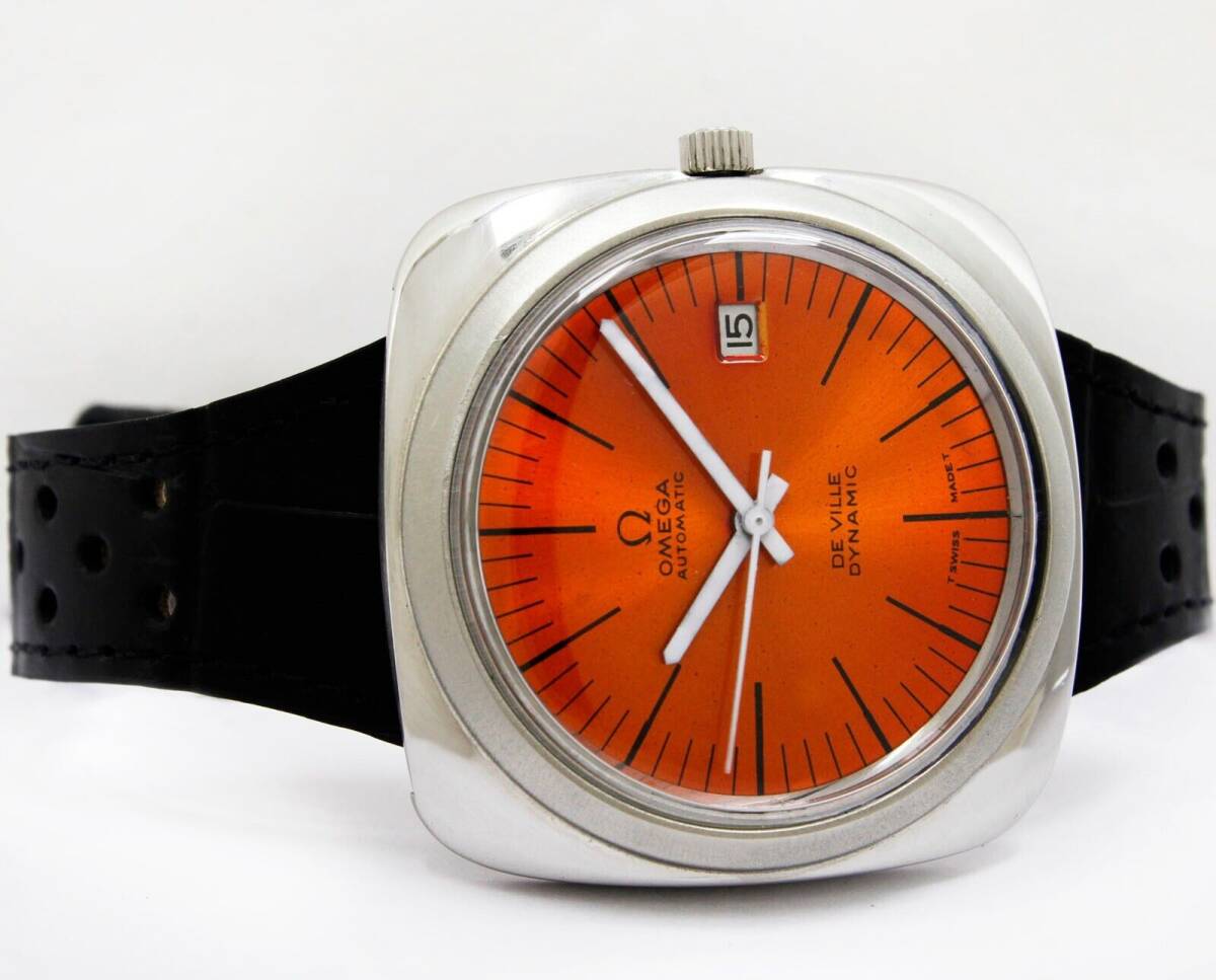 1972 Omega Deville Dynamic Automatic Date Orange 39mm Vintage Steel Watch 海外 即決_1972 Omega Deville 8