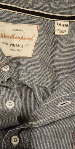 Original Weatherproof Vintage Shirt Mens XXL Long Sleeve Blue White Stripes 海外 即決_Original Weatherpr 7