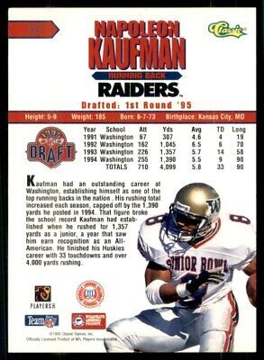 1995 Classic NFL Rookies Napoleon Kaufman Los Angeles Raiders #18 海外 即決_1995 Classic NFL R 2