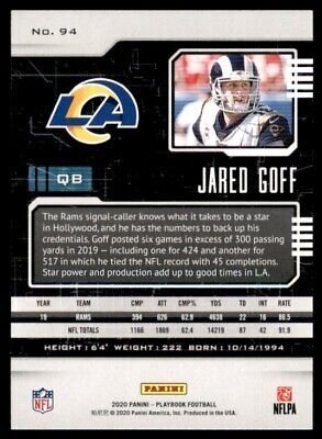 2020 Panini Playbook jared goff Los Angeles Rams #94 Base 海外 即決_2020 Panini Playbo 2