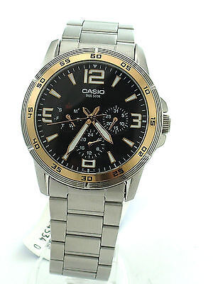 CASIO MTP1299D-1A STAINLESS STEEL BAND BLACK FACE 3SUBDIAL DAY,DATE NEOBRITE 海外 即決_CASIO MTP1299D-1A 2