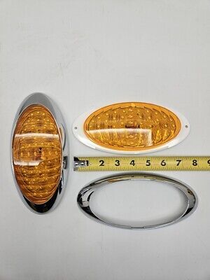 8" Bright Oval Amber LED RV Camper Trailer Marker Turn Signal Lights Chrome Trim 海外 即決_8&quot; Bright Oval Amb 2