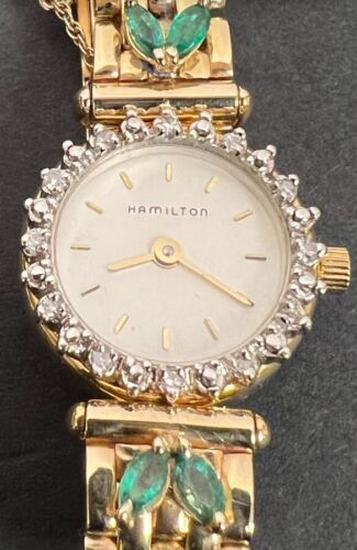 Rare Vintage Hamilton Women’s Analog Wristwatch 14kt, Diamonds, Emeralds 8390a 海外 即決_Rare Vintage Hamil 6