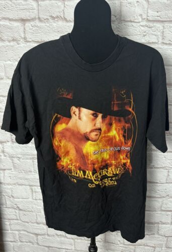 Tim McGraw T-shirt L Black Vintage 2001 Tour Set This Circus Down Double Sided 海外 即決_Tim McGraw T-shirt 1