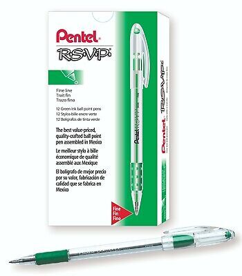 BK90-D Pentel RSVP Ball-Point Stick Pen, 0.7mm Fine Tip, Green, Pack of 20 海外 即決_BK90-D Pentel RSVP 1