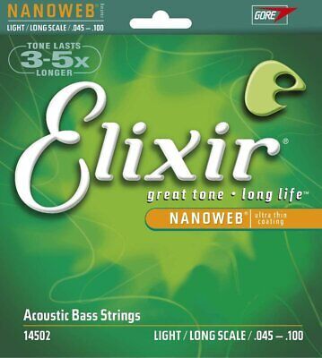 Elixir Strings 80/20 Bronze Acoustic 4-String Bass Strings w NANOWEB Coating,... 海外 即決