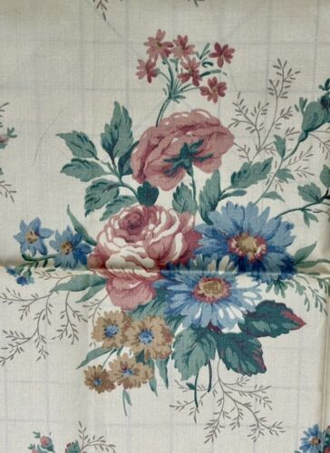 Vintage Joan Kessler Concord Tan Pink Floral Cotton Chintz Fabric 39”L X 44”W 海外 即決_Vintage Joan Kessl 2